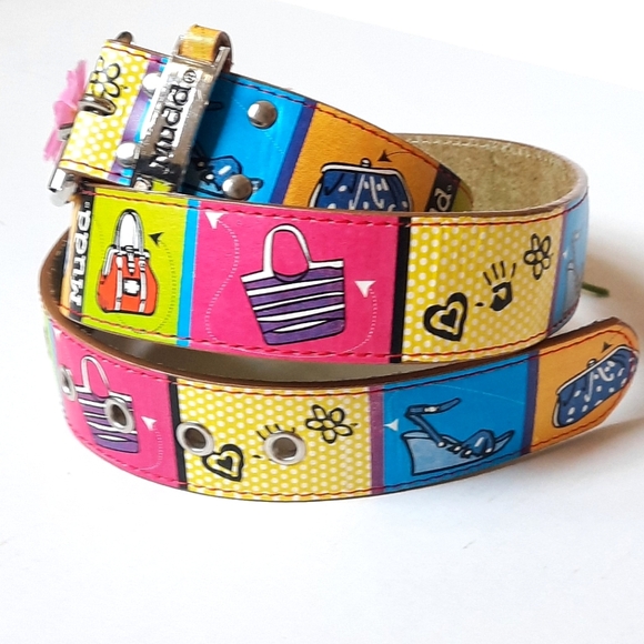 MUDD Genuine Leather Belt, Vibrant Colour Block Fashion Images - Picture 14 of 14